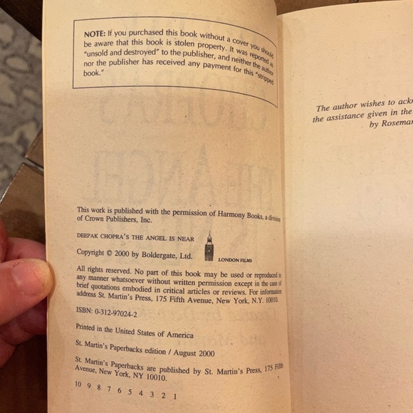 Book: THE ANGEL IS NEAR a novel by DEEPAK CHOPRA - Picture 3 of 3